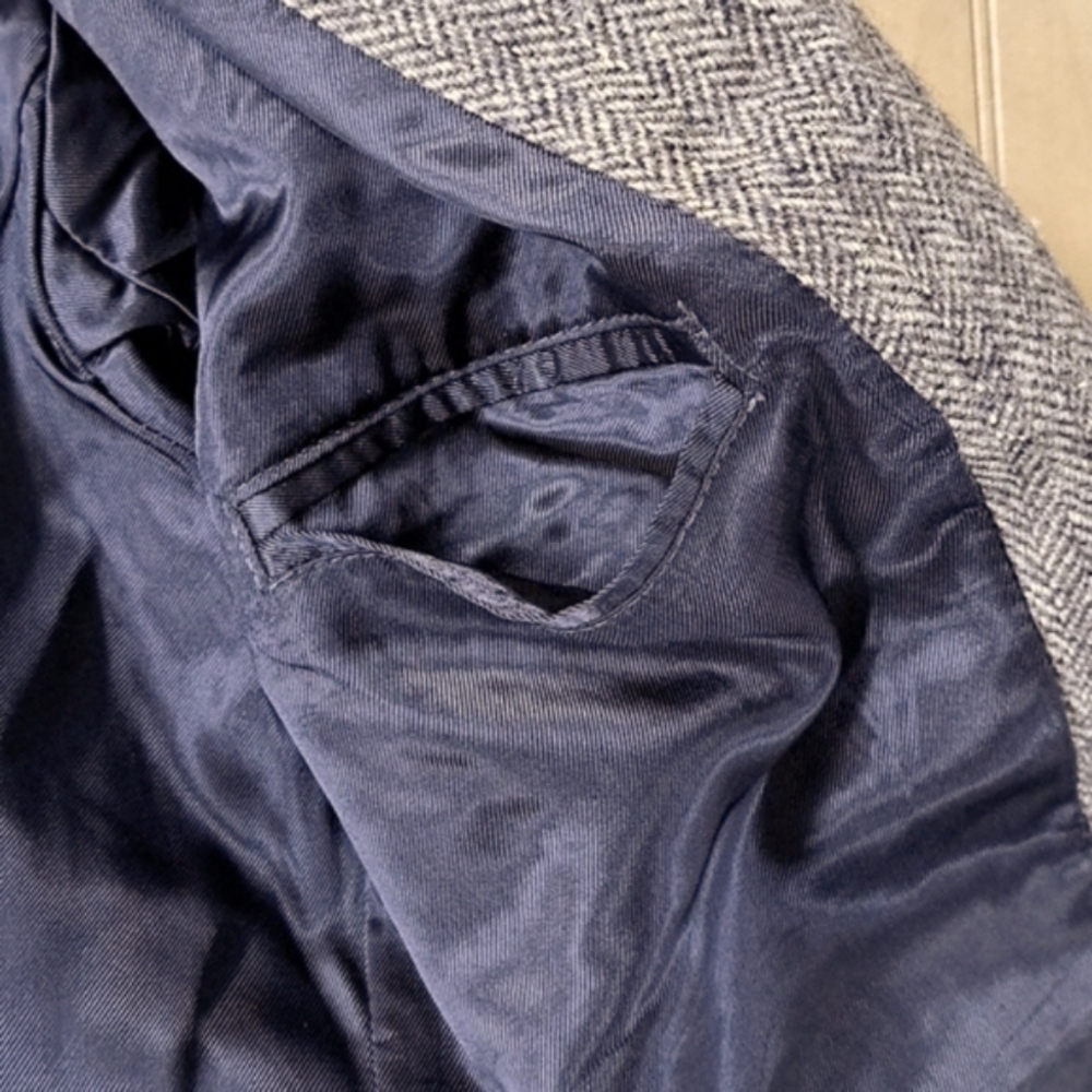 Vintage Pure Wool Swingles Herringbone Tailored Classic Blazer Jacket Coat - Picture 8 of 9